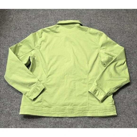 Coldwater Creek Womens Large Stretch Lime Green Button Up Shirt Jacket Top EUC - Picture 6 of 9